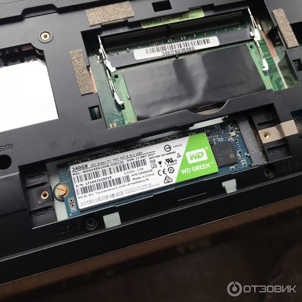 SSD Western Digital M.2 240GB WDS240G1G0B установленный в корпус ноутбука