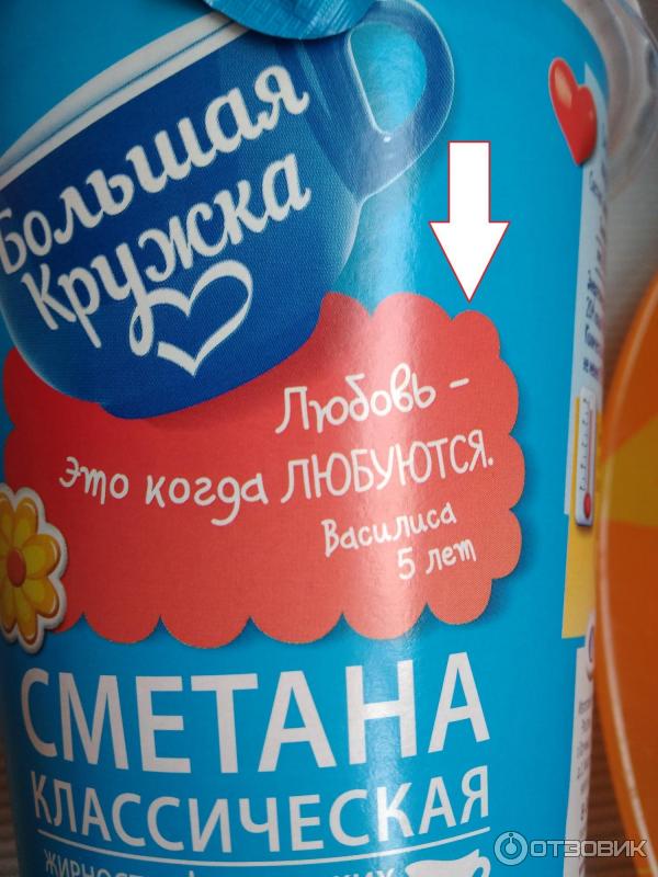 Сметана Большая кружка 20% фото