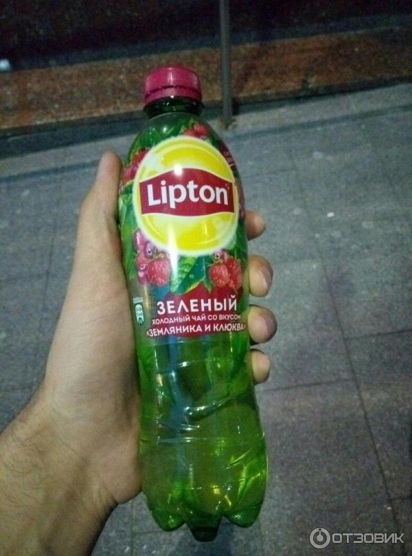 Lipton зеленый холодный чай Земляника, клюква фото