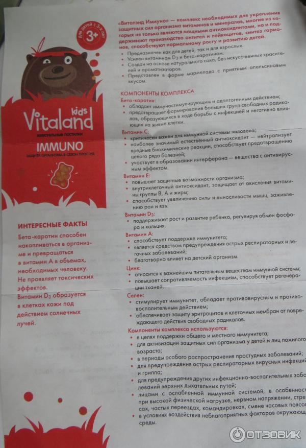 Жевательные пастилки Vitaland Immuno