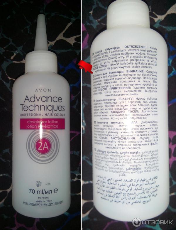 Стойкая крем-краска для волос Avon Advance Techniques Салонный уход - состав набора - лосьон для активации