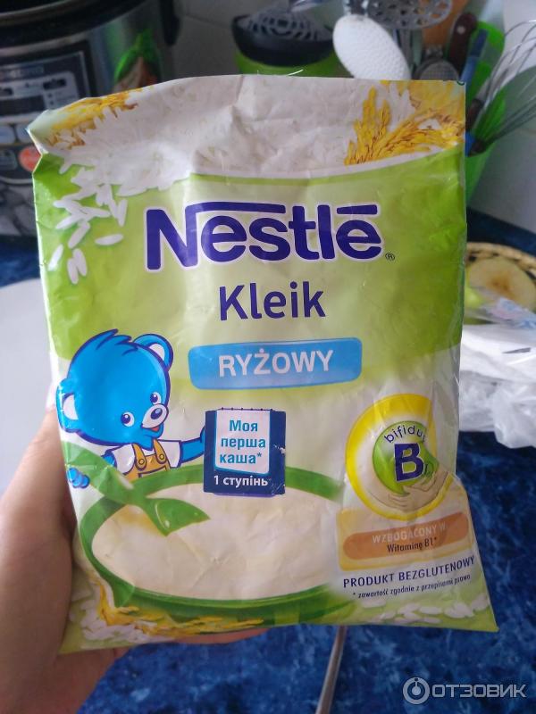 Детская безмолочная рисовая каша Nestle гипоаллергенная фото