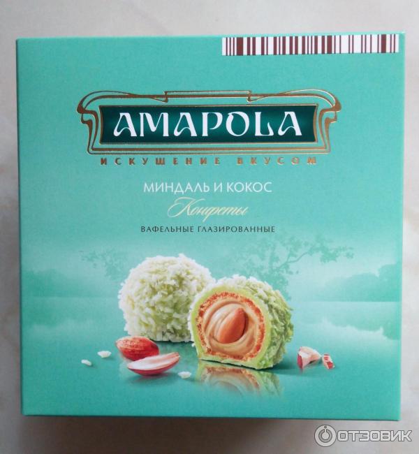 Конфеты вафельные глазированные Amarola Миндаль и кокос фото