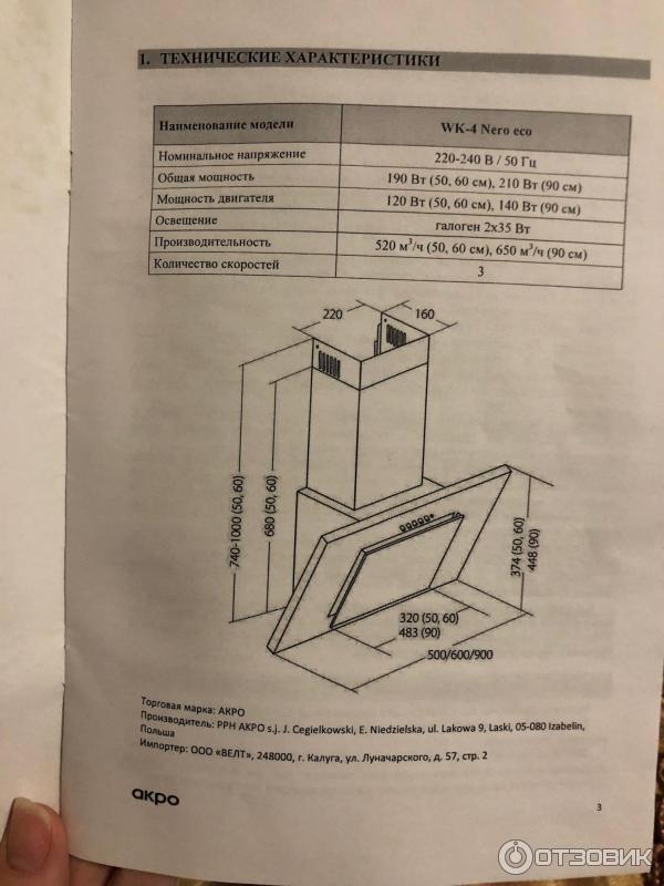 Вытяжка для кухни акро инструкция по применению