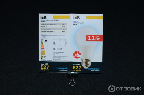 Упаковка светодиодной лампы IEK ECO A60 - E27 11watt 990lm