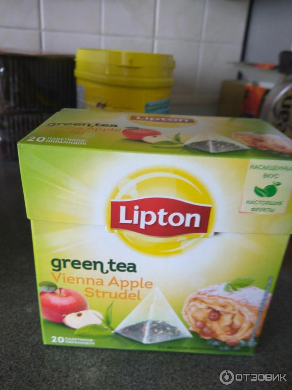 Чай зеленый Lipton со вкусом яблочного штруделя фото