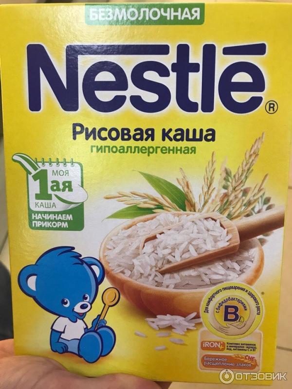 Детская безмолочная рисовая каша Nestle гипоаллергенная фото