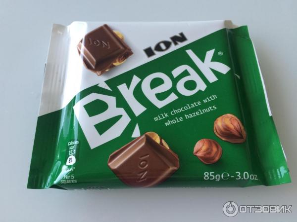 Шоколад молочный ION Break milk chocolate with whole hazelnuts фото