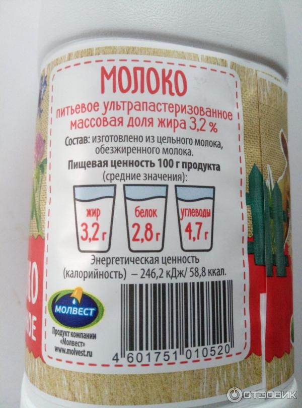 Молоко ультрапастеризованное Вкуснотеево 3,2% фото