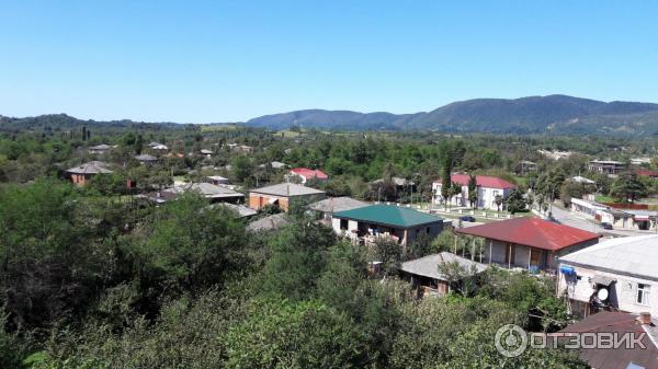 вид на Мартвили из кабинки канатной дороги