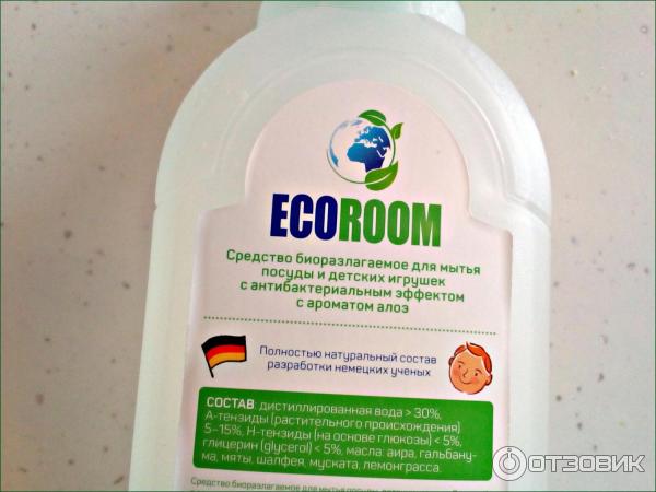 Состав средства для мытья посуды Eco room с ароматом алоэ