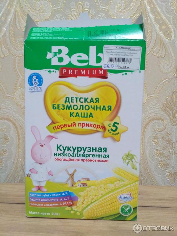 Детская безмолочная каша Bebi Кукурузная низкоаллергенная, обогащенная пребиотиками фото