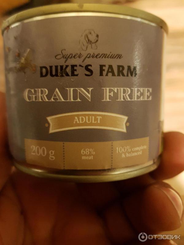 Консервированный корм для собак dukes farm grain free фото