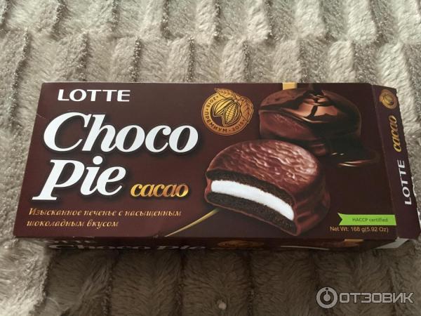 Печенье прослоенное глазированное Lotte Choco Pie Cacao фото