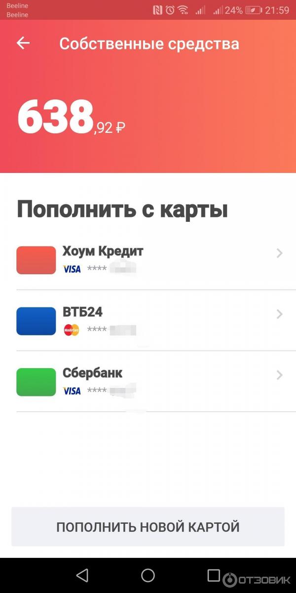 Карты в личном кабинете