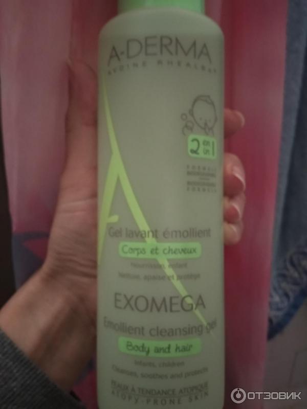 Смягчающий очищающий гель A-DERMA Exomega emolient cleansing gel 2 в 1 фото