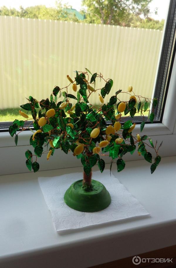 Набор для плетения из бисера, бусин и пайеток - Дерево счастья Лимонное дерево