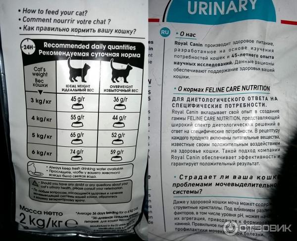 Уринарий корм для кошек