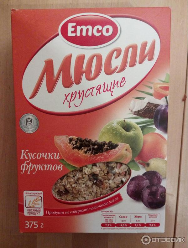 Мюсли emco хрустящие с кусочками фруктов