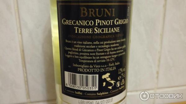 Вино белое сухое Bruni Pinot Grigio фото