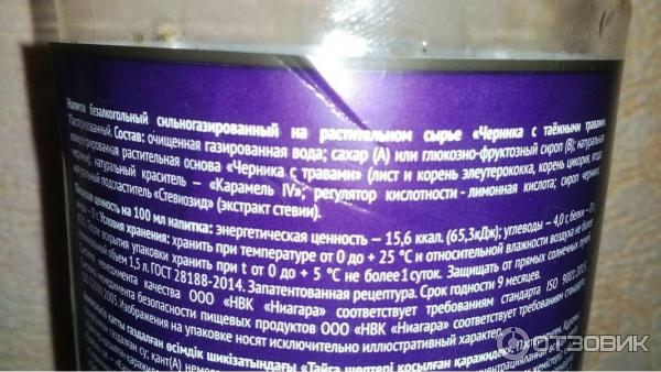 Напиток безалкогольный сильногазированный Таежный дар Черника на травах фото