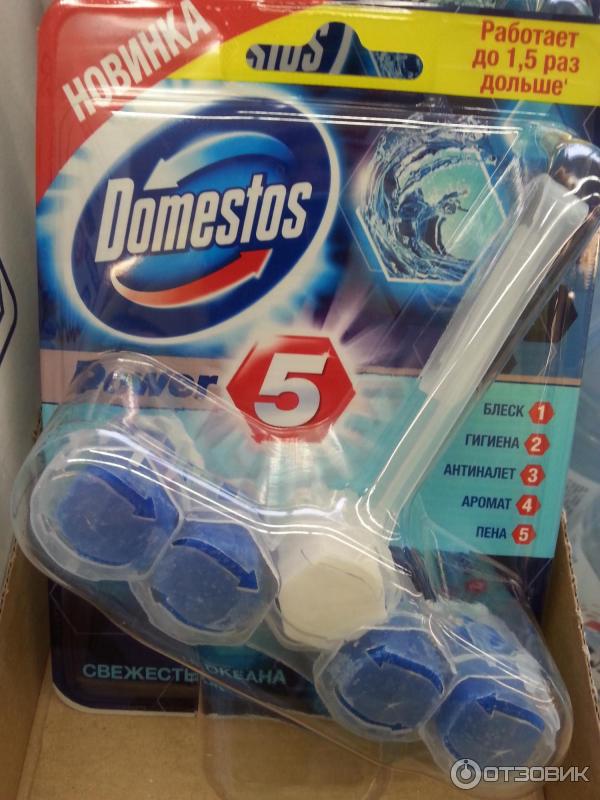 Блок для очищения унитаза Domestos Power 5 Свежесть океана фото