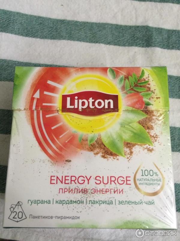 Чай зеленый Lipton Energy Surge с гуараной, кардамоном и лакрицей фото