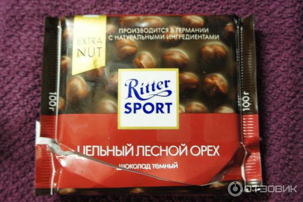 Шоколад темный цельный лесной орех Ritter Sport. Отзывы