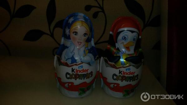 Фигурный молочный шоколад Kinder Сюрприз Дед Мороз с молочным внутренним слоем и игрушкой внутри фото